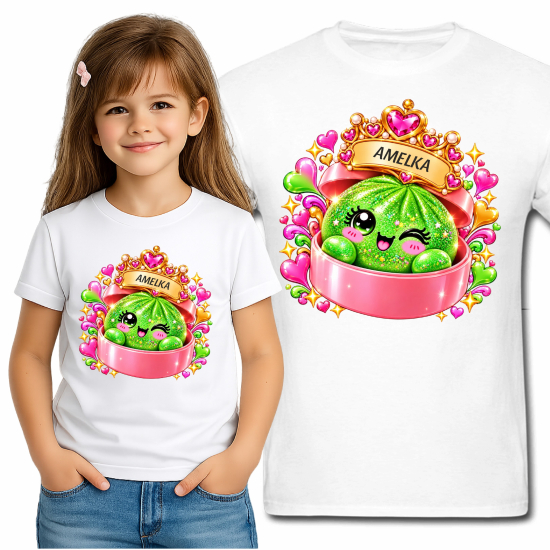 Koszulka zielony brokatowy GNIOTEK squishy KRÓLOWA GNIOTKÓW personalizowana Z NAPISEM imieniem MG53